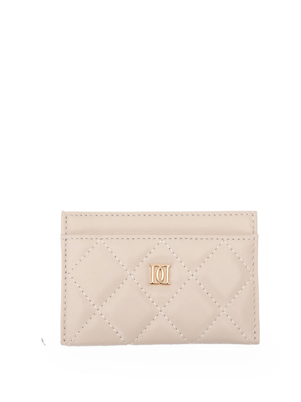 Leather Quilted Card Holder, Sand