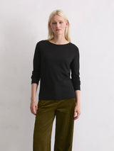 Pullover, longsleeve, boat neck,Black
