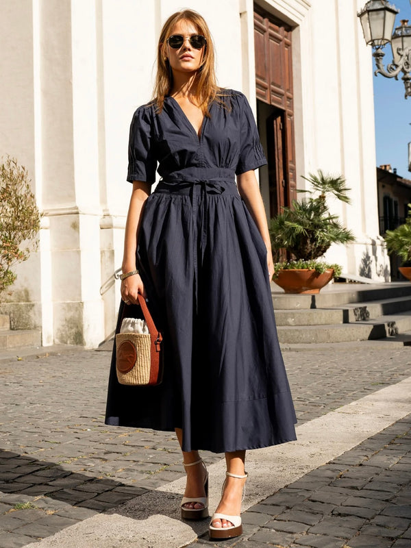 Maria Dress, Marine Poplin