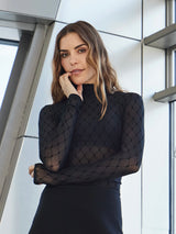 Mesh Turtle Neck, Black