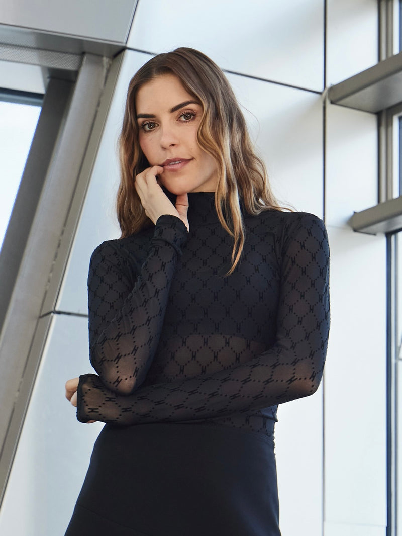 Mesh Turtle Neck, Black