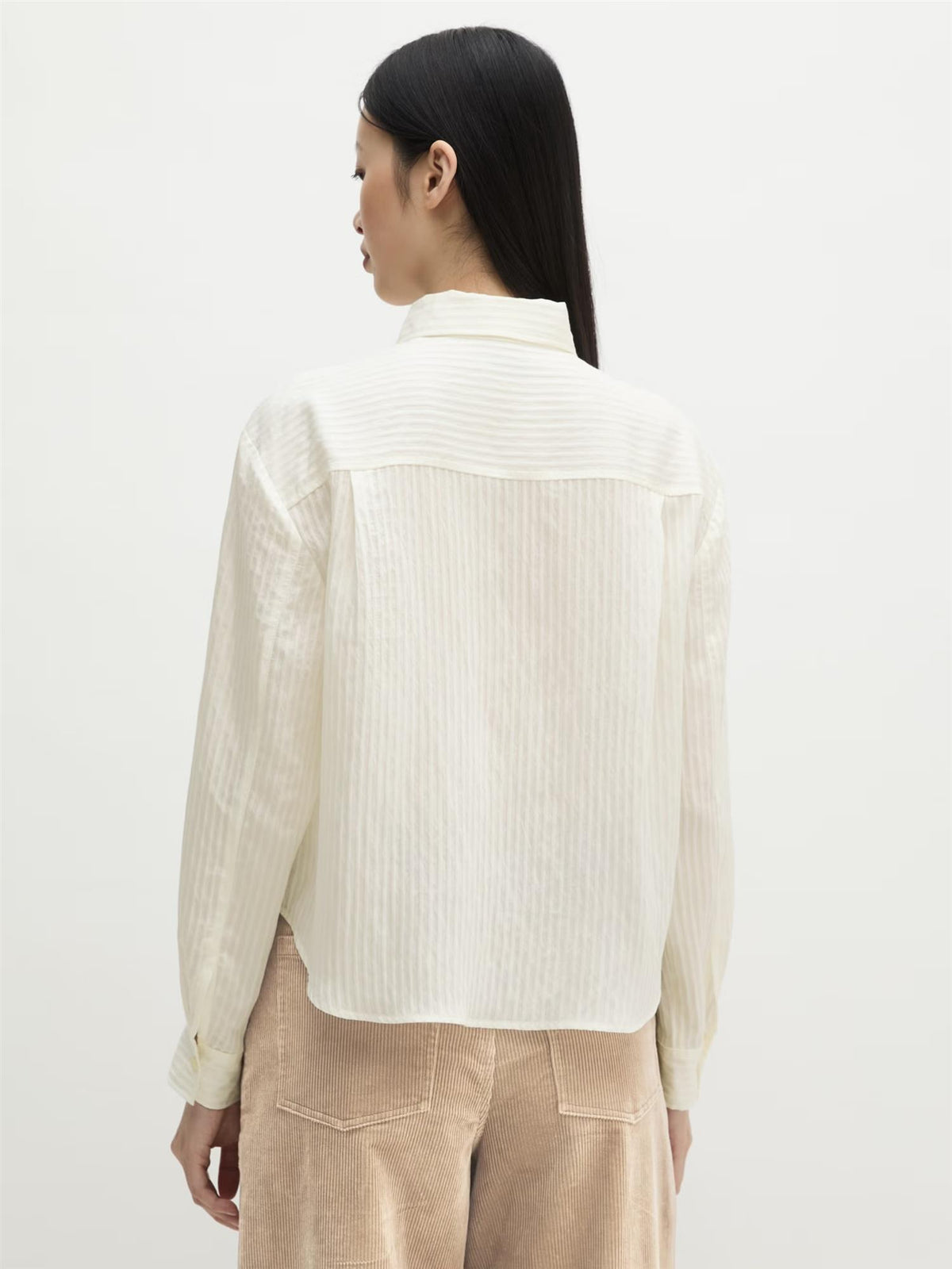 Woven Blouse, Stripes, White