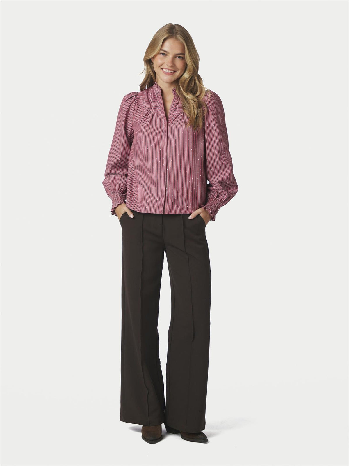 Astrida Soft Stripe Stone Blouse