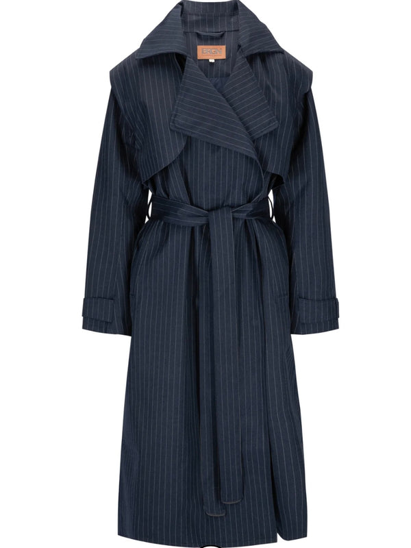 Regndråpe Trench Coat, Navy Pinstripe