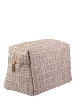 Tweed Make-Up Pouch Large, Warm Taupe