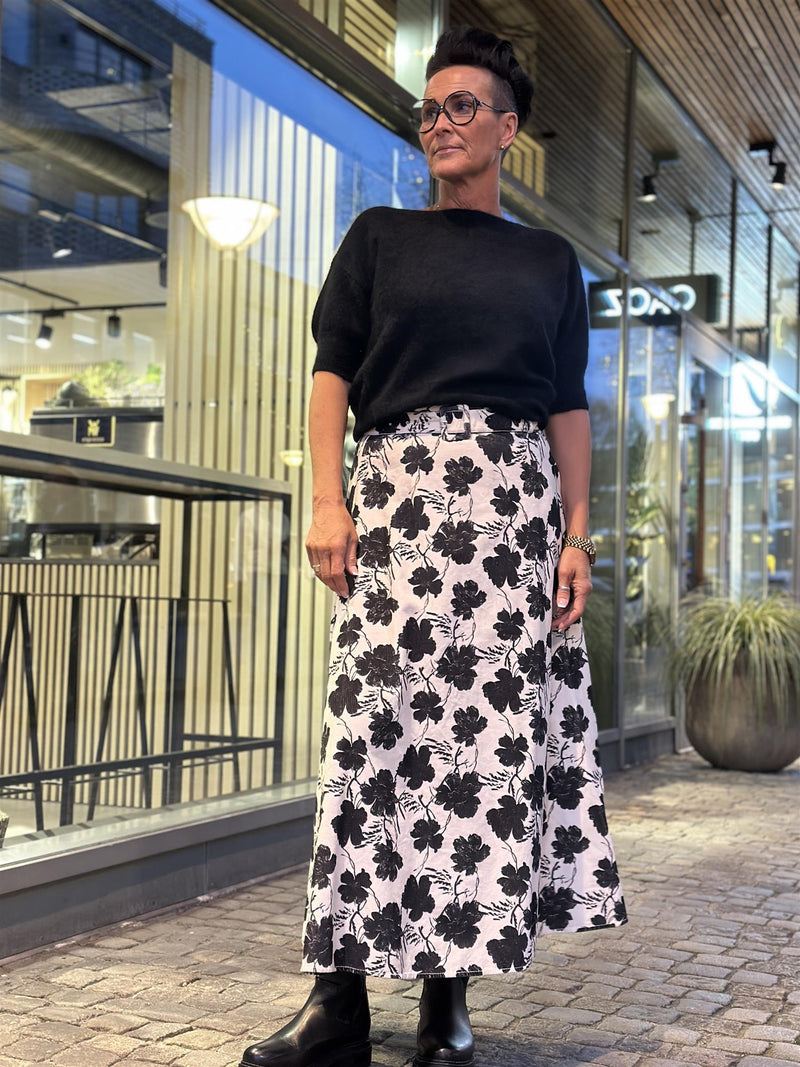 Cord Maxi Skirt, White/Black