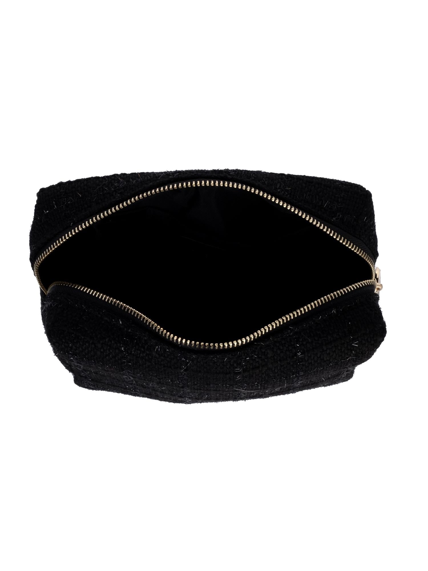 Tweed Make-Up Pouch Small, Black