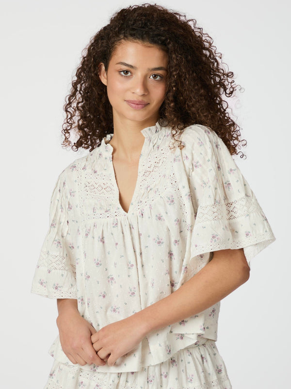 Siama Dobby Flower Blouse, Off white