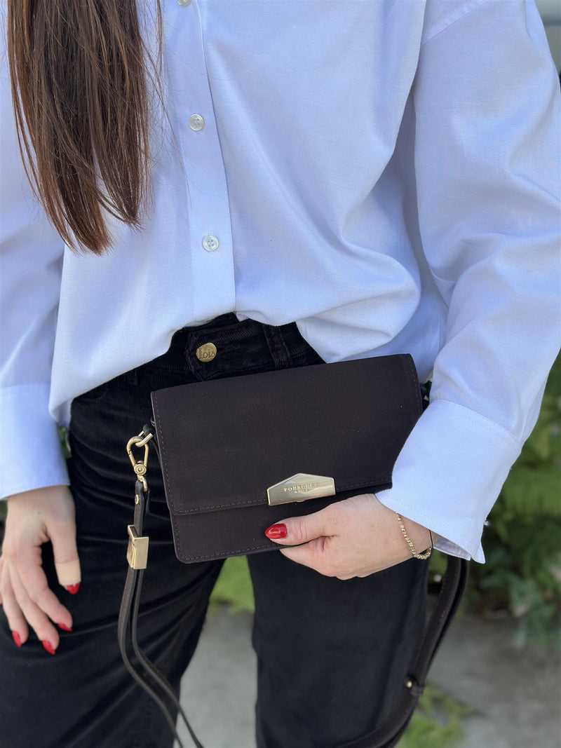 Anjou Clutch Suede, Marron