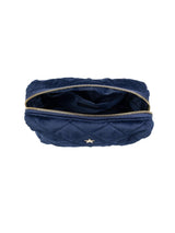 Velvet Square Quilted Make-Up Pouch Small, Navy