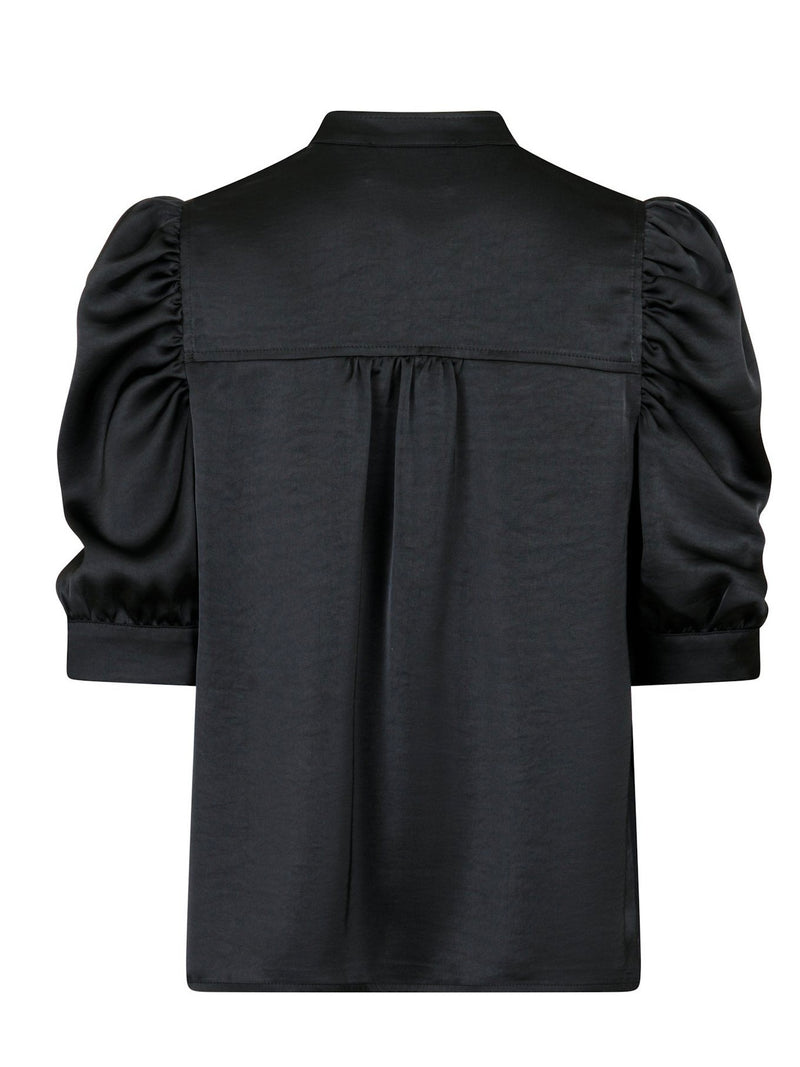 Roella Heavy Sateen Blouse, Black