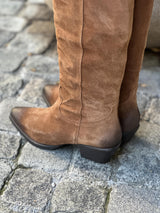 Long Boots , Cognac babysilk suede