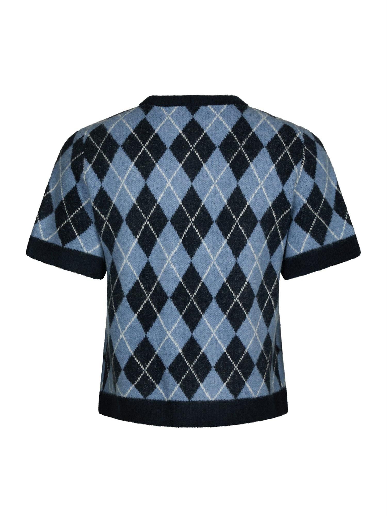Allestar Check Knit Cardigan, Navy