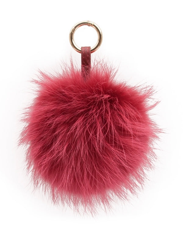 Raccoon Key Ring Pom Pom, Wine