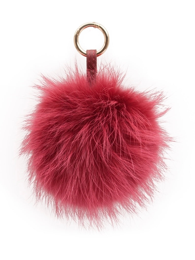 Raccoon Key Ring Pom Pom, Wine