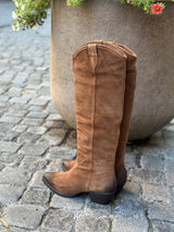 Long Boots , Cognac babysilk suede