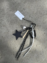 Bag Charm, Black Leather Star