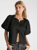 Aska Dull Satin Blouse, Black