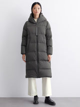 Puffer coat, with hood, side slits with zipper, Light Graphite