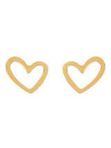 Sarah - Heart Outline Stud Earring Stainless Steel - Gold