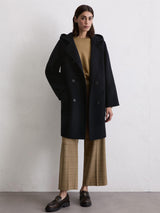 Hooded wool coat, Deep Night Blue