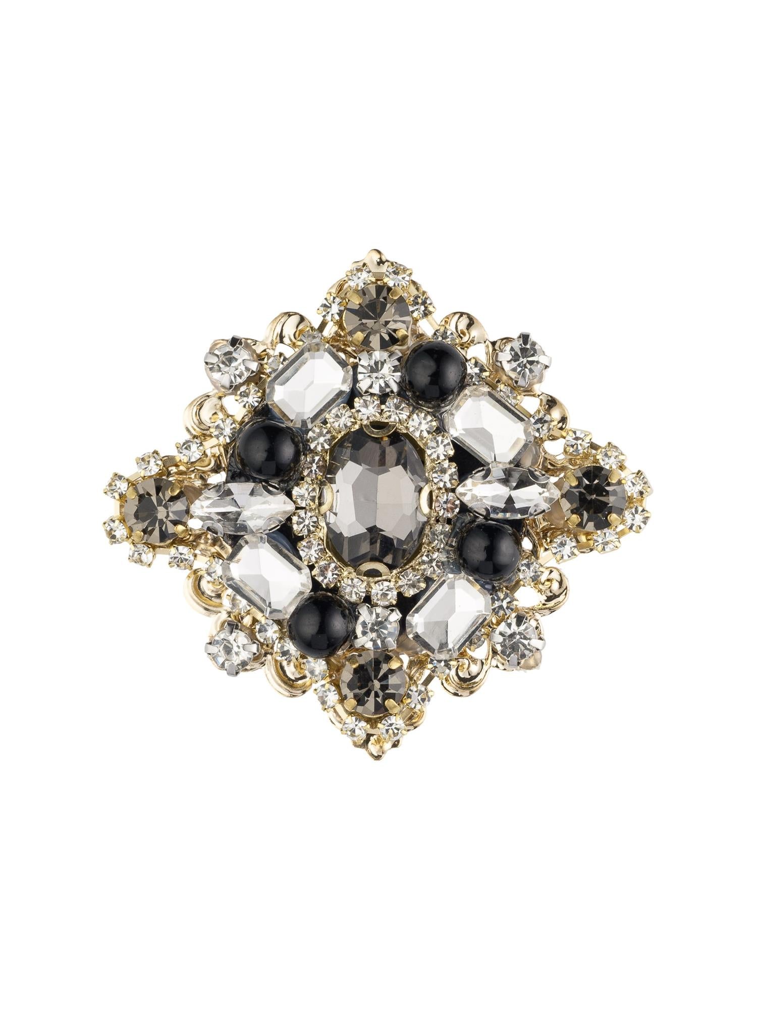 Crystal Vintage Brooch, Grey Mix