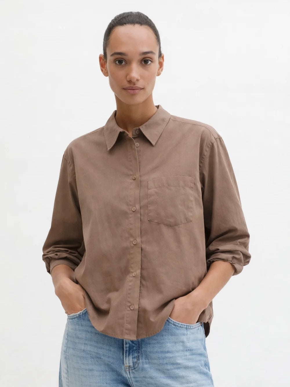 Blouse, boxy shape, kent collar, chest pocket