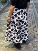 Cord Maxi Skirt, White/Black