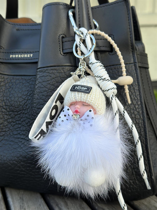 Bag Charm, White Babyface