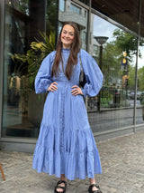 Cotton Slub Midi Dress, Dusty Blue