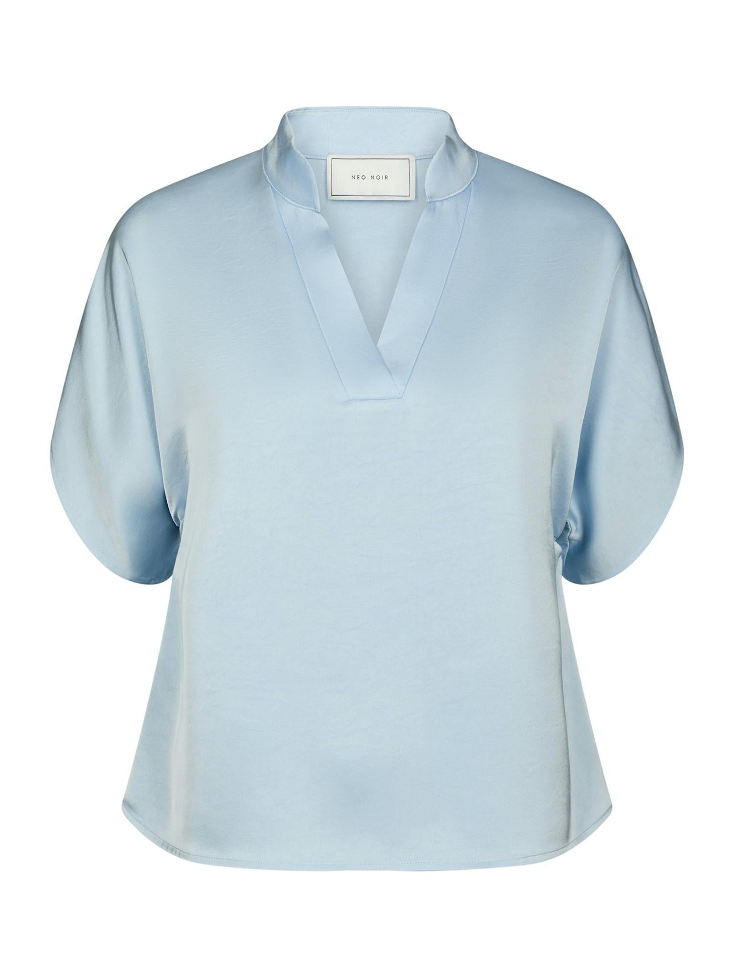 Anelle Heavy Sateen Blouse, Light Blue