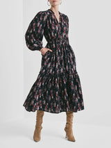 Bohemian Belt Dress, Midnight Paisley