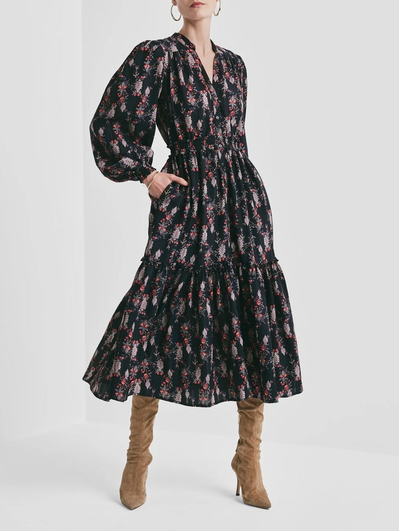 Bohemian Belt Dress, Midnight Paisley