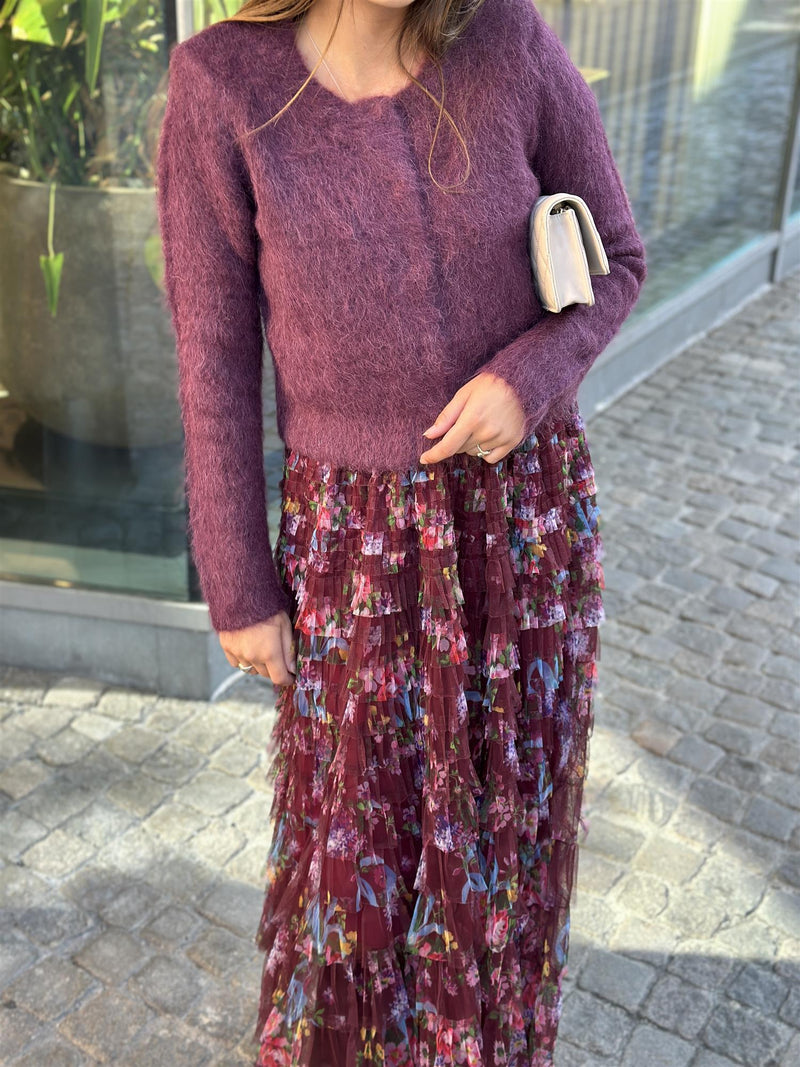 Hairy Knit Jacket, Burgundy