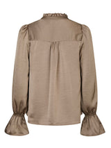 Amara Heavy Satin Bedaz Blouse, Dark Taupe