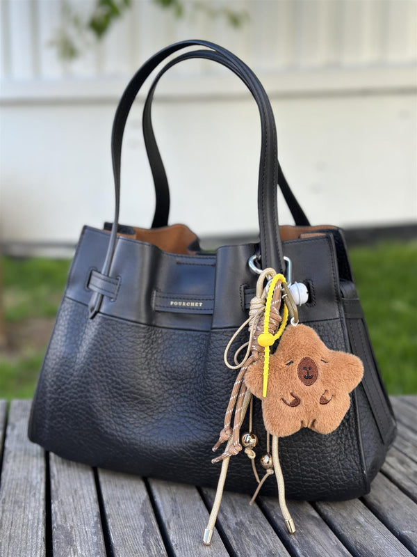 Bag Charm, Fluffy Beige Star