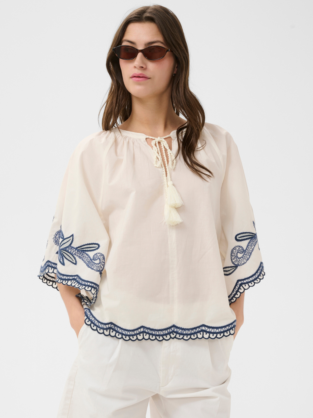 Biancha PW Blouse, White/Blue