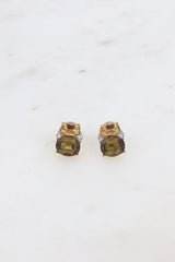 Earrings, Cut crystals, Brown