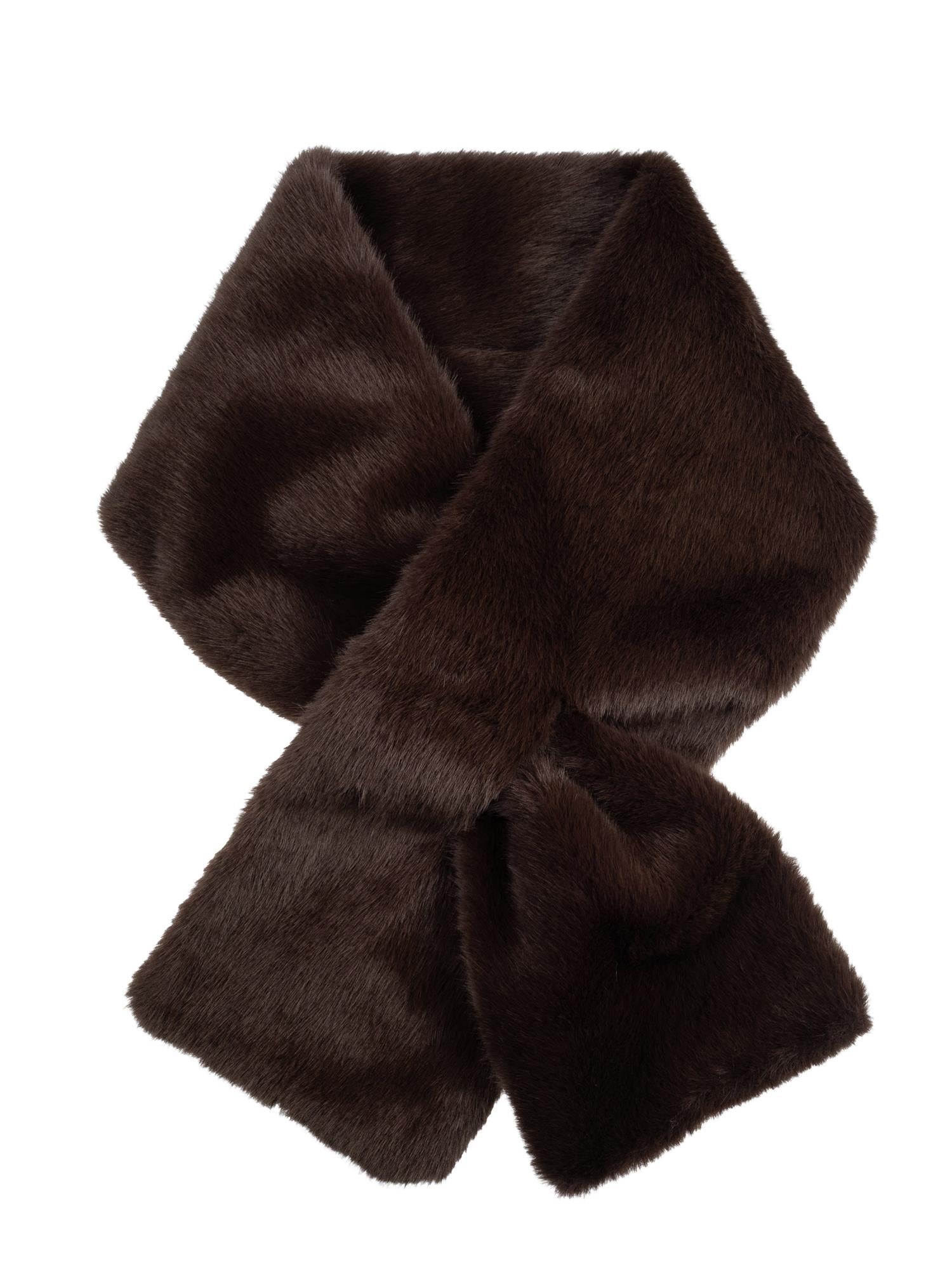 Faux Fur Mink Scarf, Brown