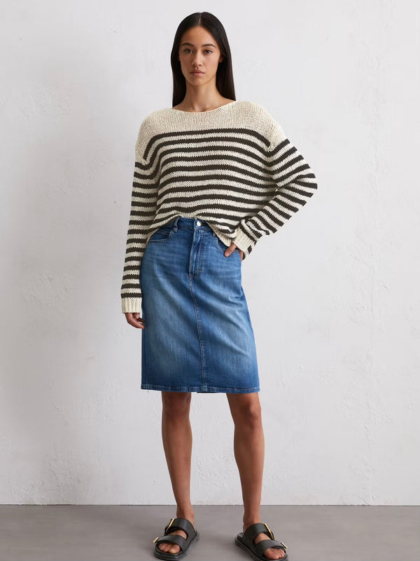 Denim Skirt, high waist, midi length