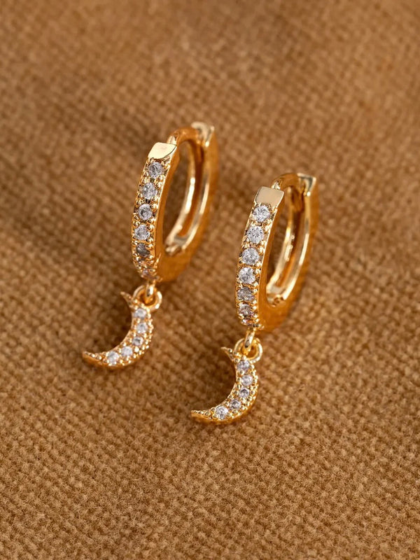 Eliza - Moon Crystal Hoop Earrings