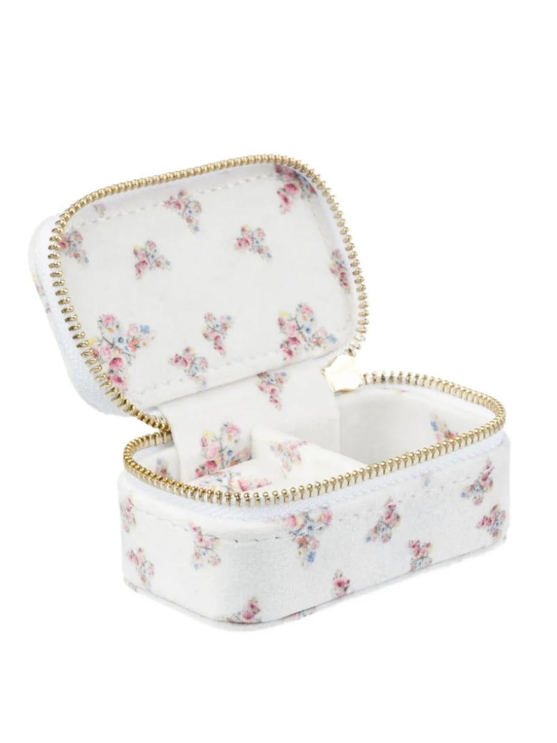 Velvet Jewellery Box Micro, Off White Butterfly