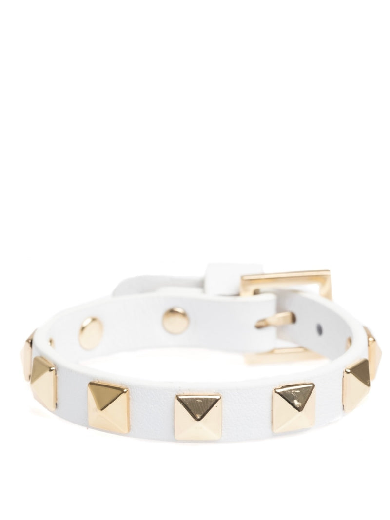 Leather Stud Bracelet, White