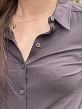 Jersey blouse, long sleeve, Dark Coffee