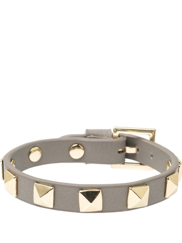 Bred Leather stud Bracelet, Taupe