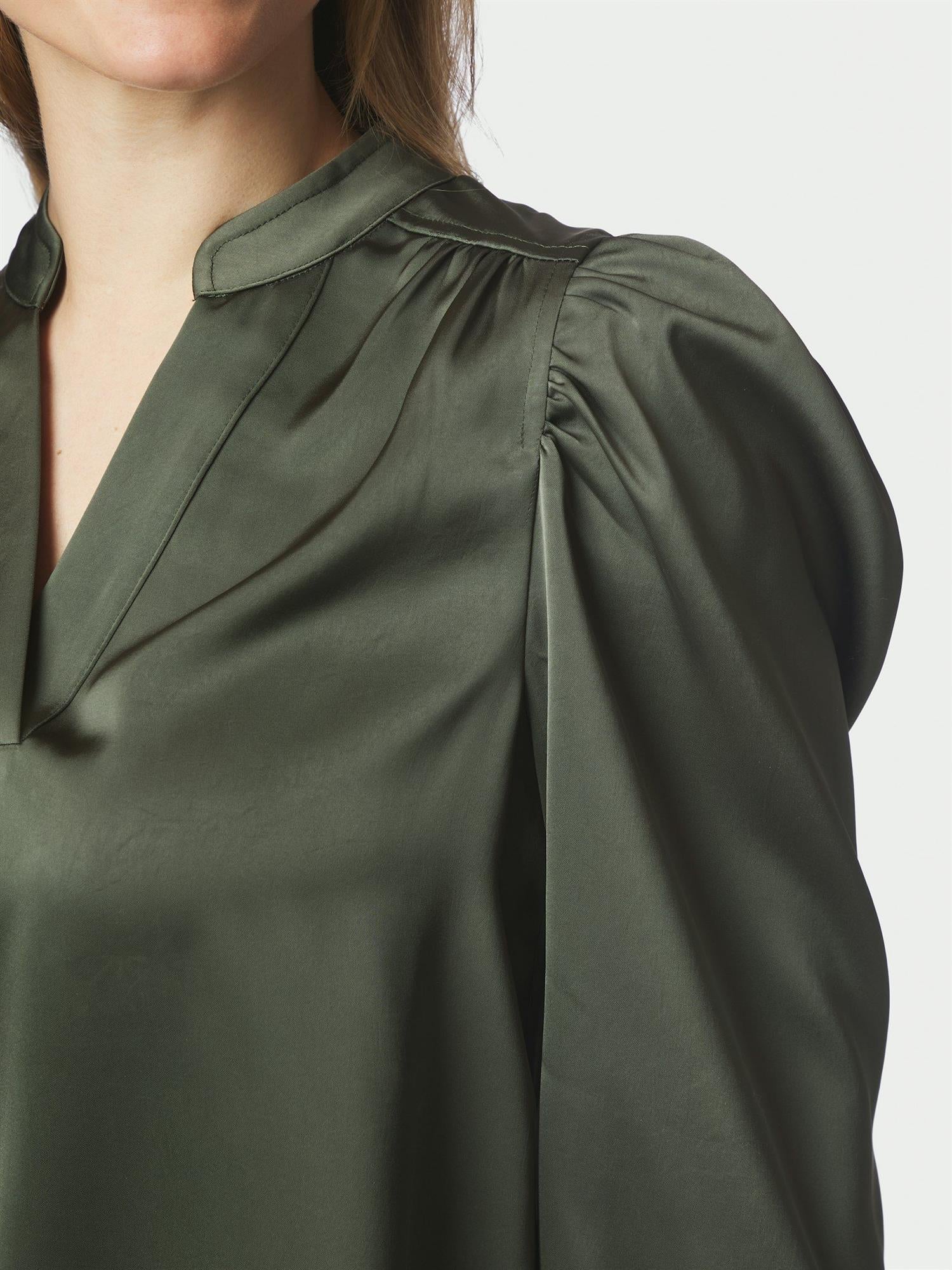 Rosslyn Heavy Sateen Blouse, Deep Green