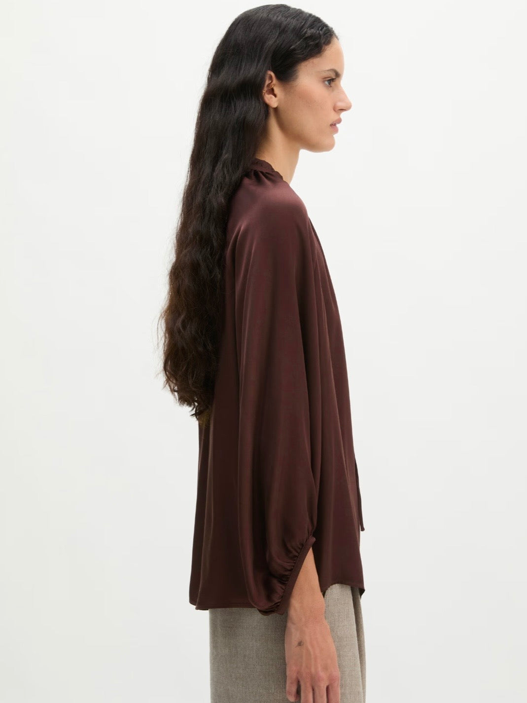 Woven Blouses, Solid, Burgunder