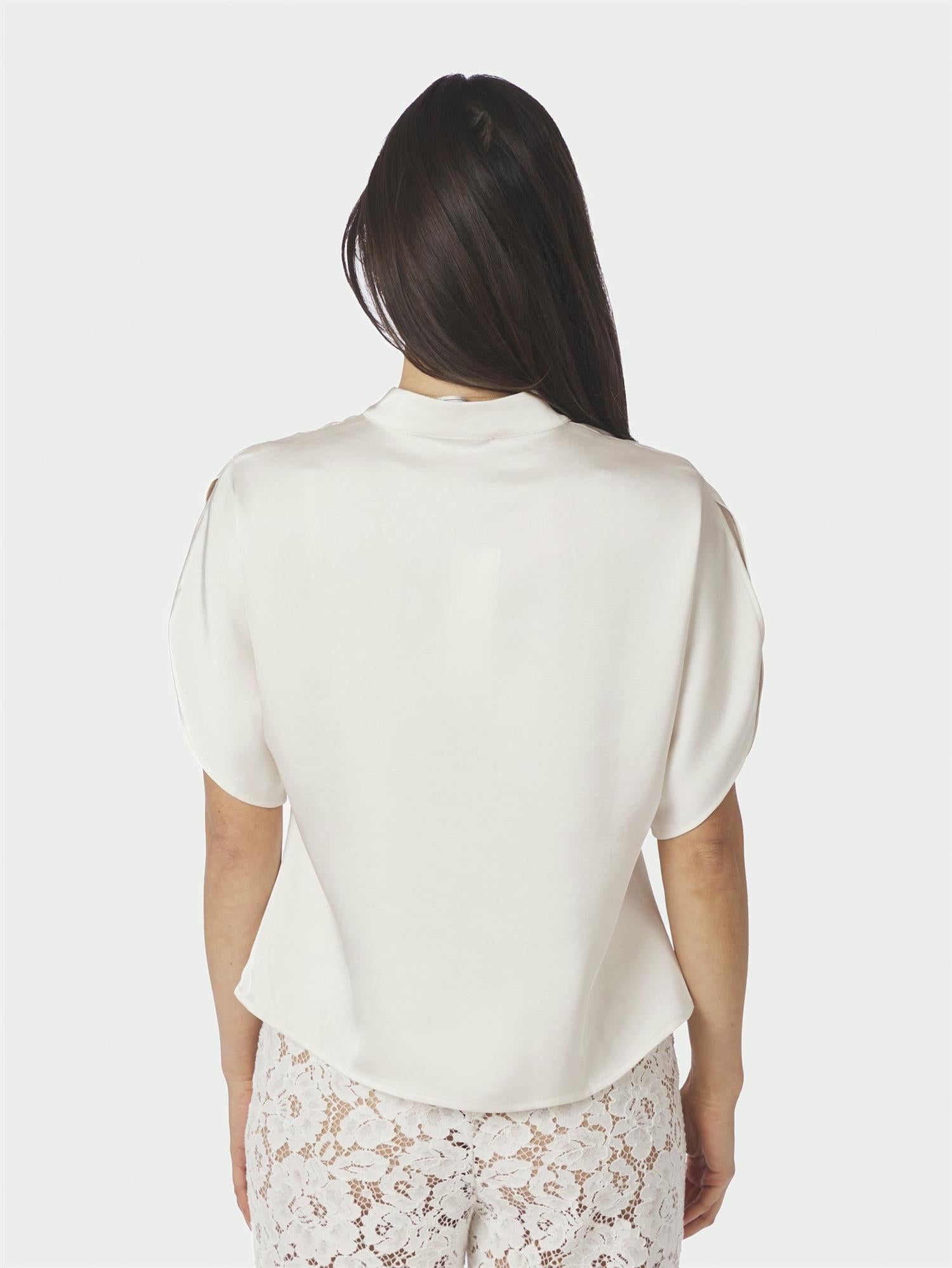 Anelle Heavy Sateen Blouse, White