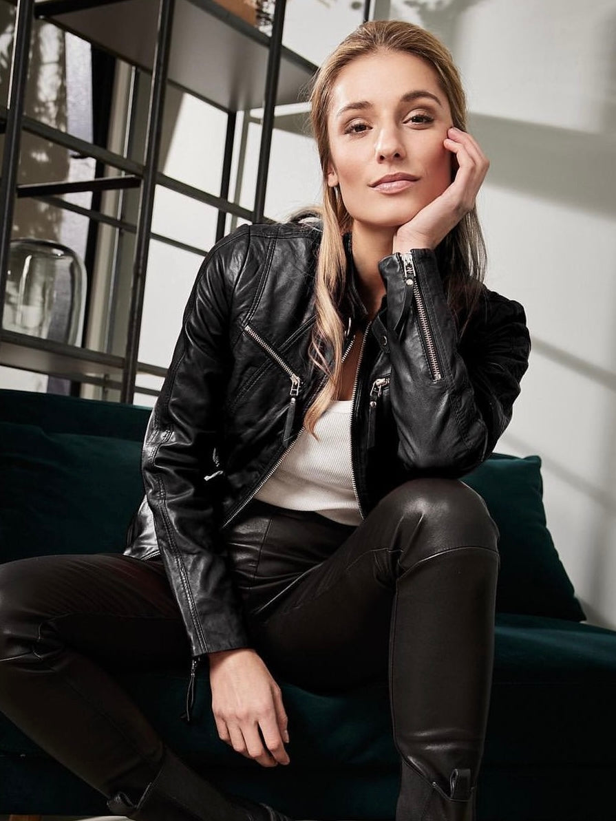 Biker Jacket Basic, Sort