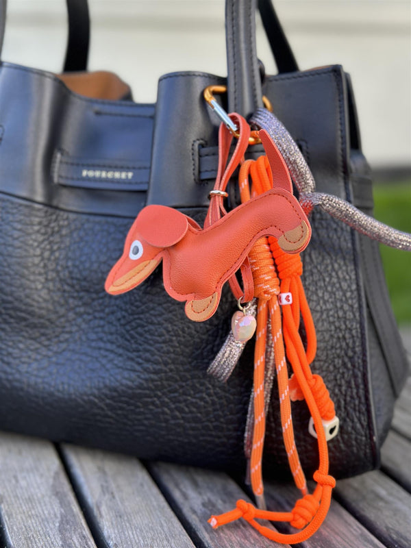 Bag Charm, Orange Dachs